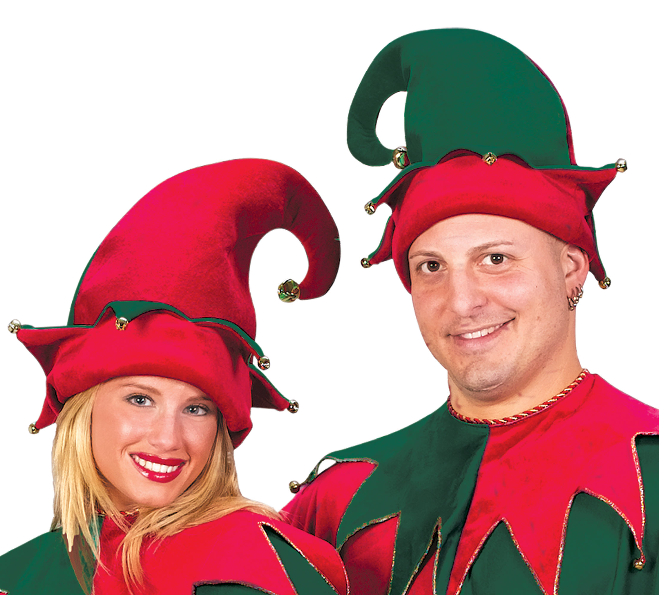 One Size Red /& Green Sequin Elf Hat with Large Bell Top