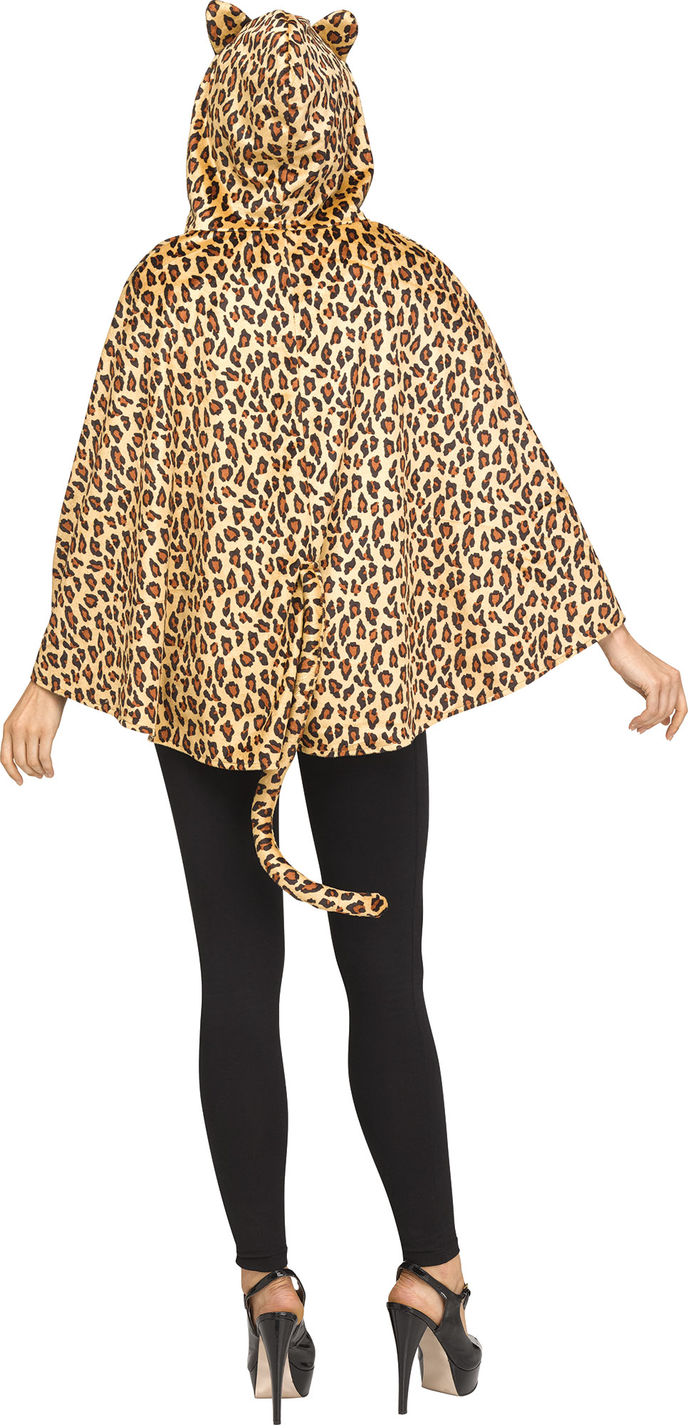 Leopard Hooded Poncho - Adult