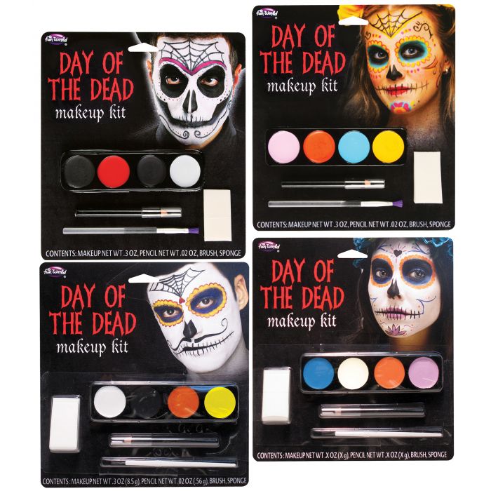 Day of The Dead Make Up Kit Face Paints Tattoo Gem Stickers Crayon Applicators