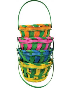 7.5" Striped Basket with Collapsible Handle