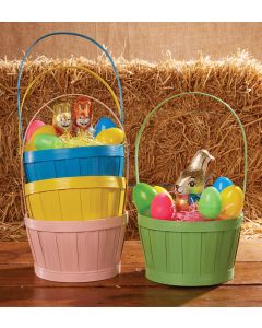 8” Round Painted Bamboo Basket 