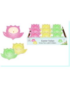 4.5" Glass Tulip Tea Light Holders PDQ 