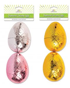 4” Chrome Egg with Embossed Diamond Design Assortment
