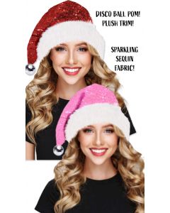 Disco Sequin Santa Hat Assortment - Adult