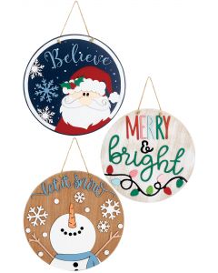 12" Greeting Wood Sign Assortment