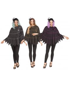 Spider Web Poncho Assortment - Adult