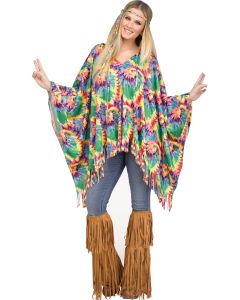 Tie-Dye Hippie Poncho - Adult