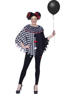 Black/White Clown Poncho - Adult