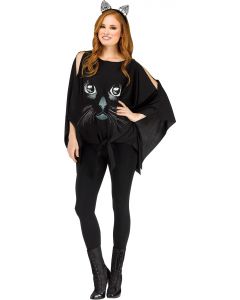 Glitter Print Cat Poncho - Adult