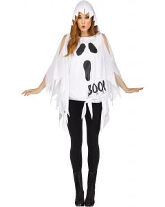 Glitter Print Ghost Poncho - Adult