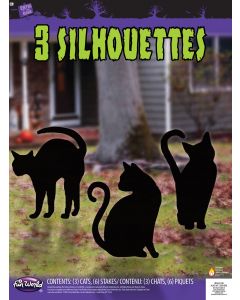 16" Black Cat Yard Silhouettes - 3 Pack