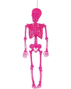 36" Pink Glitter Hanging Skeleton