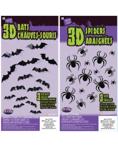 15 3-D Spiders & Bats w/Stickers 