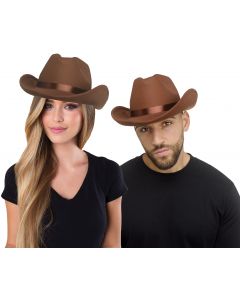 Brown Flocked Cowboy Hat - Adult
