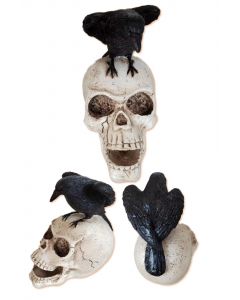 4.75" Skull w/ Raven Decor