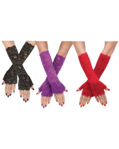 Stretch Lace Long Mitts Assortment - Adult