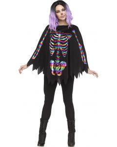 Rainbow Foil Skeleton Poncho - Adult