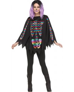 Rainbow Foil Skeleton Poncho - Adult